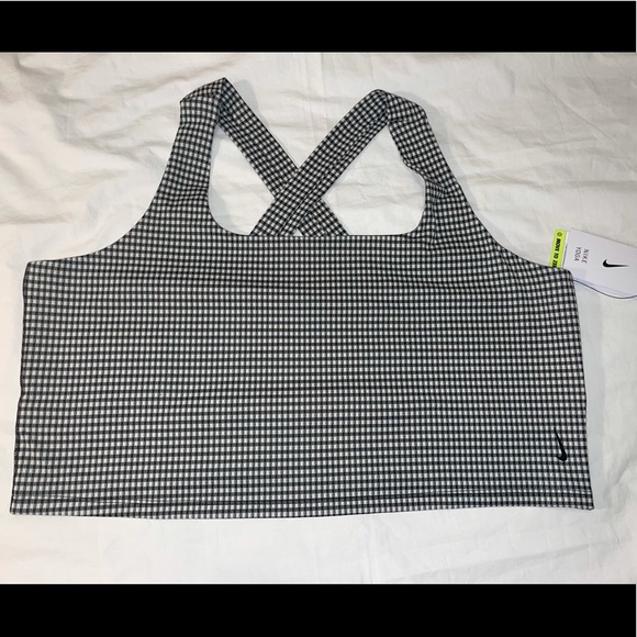 Nike Yoga Womens Cropped Gingham Tank  2X - Picture 1 of 9